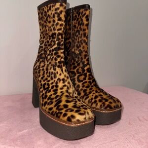DKNY Leopard Print Heeled Boots